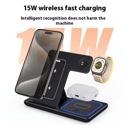 3 In 1 LED Fast Wireless Charger Stand Foldable Charging Station - Boltronik