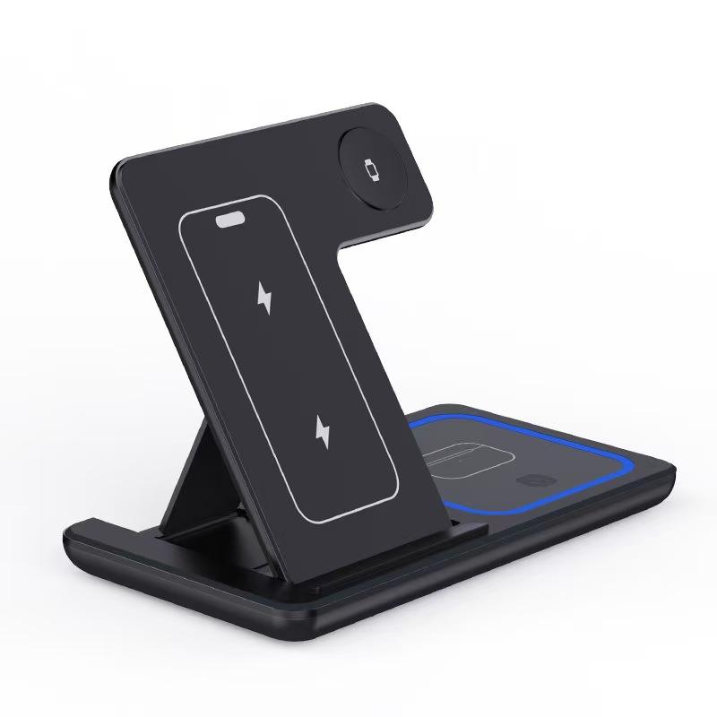 3 In 1 LED Fast Wireless Charger Stand Foldable Charging Station - Boltronik