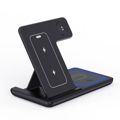 3 In 1 LED Fast Wireless Charger Stand Foldable Charging Station - Boltronik