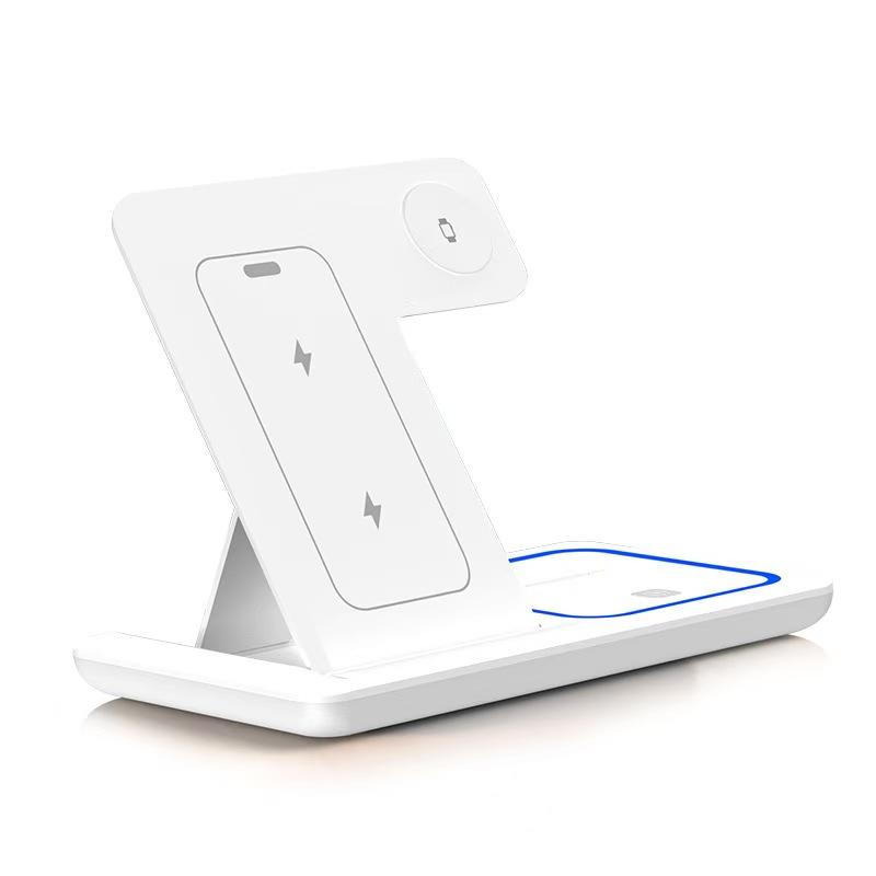3 In 1 LED Fast Wireless Charger Stand Foldable Charging Station - Boltronik